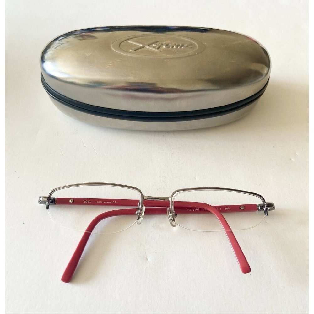 Ray Ban Rb6102 Silver And Red Rectangular Glasses - image 1